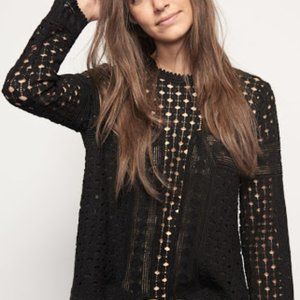 BA&SH Black Eyelet Top